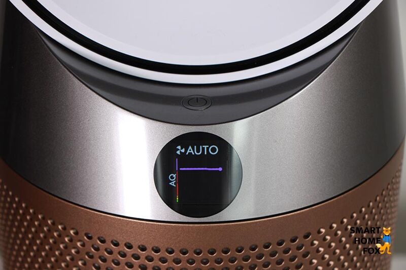 Автоматический режим отображается на дисплее очистителя воздуха и башенного вентилятора Dyson Purifier Cool Formaldehyd.